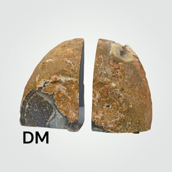 Agate Crystal Bookends w/ Geode Center, Natural Stone, Home Decor, 3+ lbs. (DM) - Picture 7 of 11